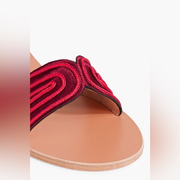 Ancient Greek Sandals Harness Embroidered Satin Slides - 40 - Picture 2 of 6